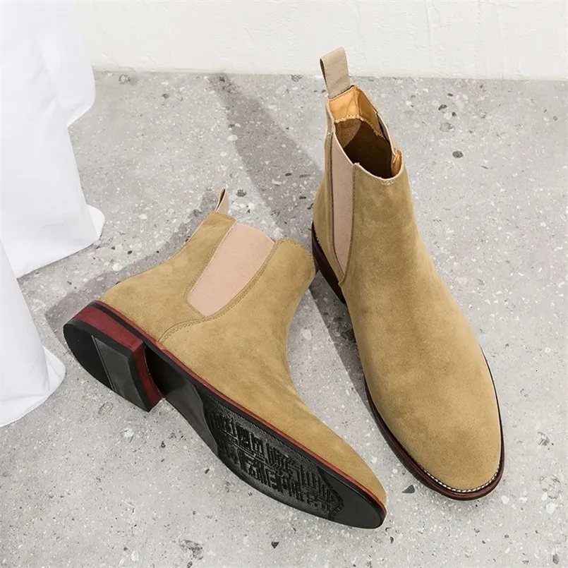 Verkoop van Chelsea Winter Trendy Heren Hoge Laarzen met Slijtvaste Zolen, Engelse Stijl, Zakelijke Korte Laarzen 241021_voghion.com