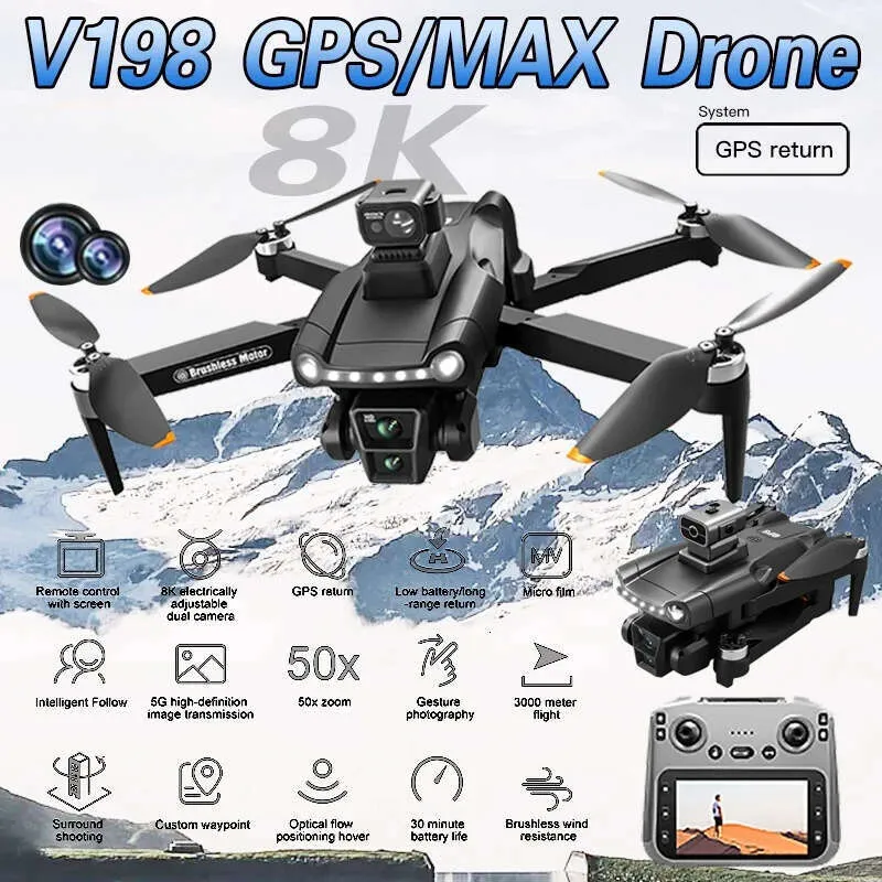 V198 MAX GPS Drone 8K Profesional HD Camera Brushless Laser