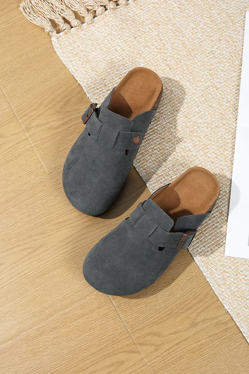 Nouveauté : Chaussures de créateur neuves, livraison gratuite. Pantoufles d'intérieur et d'extérieur en cuir de vachette de haute qualité, en liège, pour hommes et femmes._voghion.com