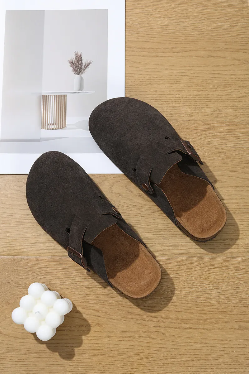 Nouveauté : Chaussures de créateur neuves, livraison gratuite. Pantoufles d'intérieur et d'extérieur en cuir de vachette de haute qualité, en liège, pour hommes et femmes._voghion.com