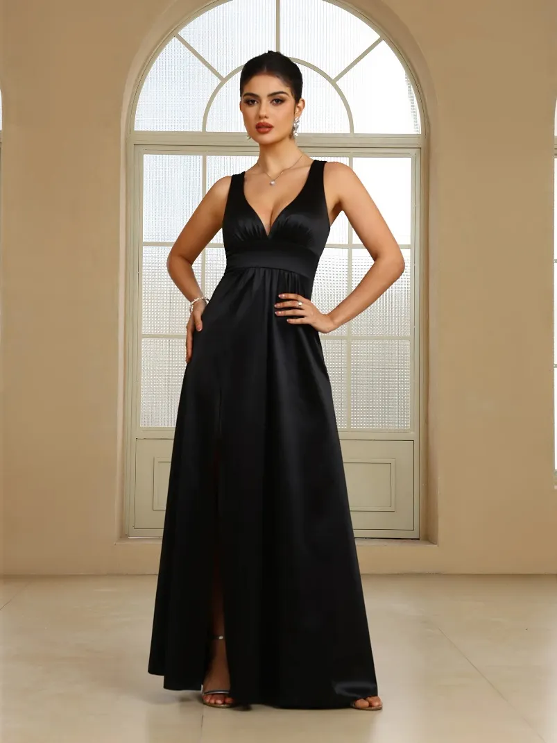 sexy black bridesmaid dresses Deep V Neck Black Maxi Dress With... From Babynice888, Rs.3,975.95 Color:Pristine