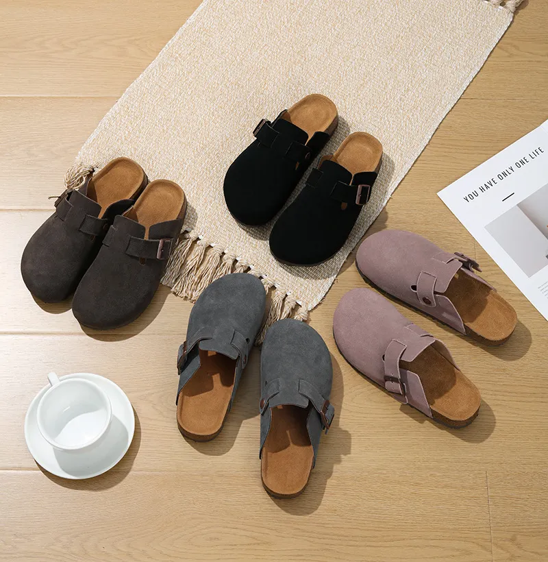 Nouveauté : Chaussures de créateur neuves, livraison gratuite. Pantoufles d'intérieur et d'extérieur en cuir de vachette de haute qualité, en liège, pour hommes et femmes._voghion.com