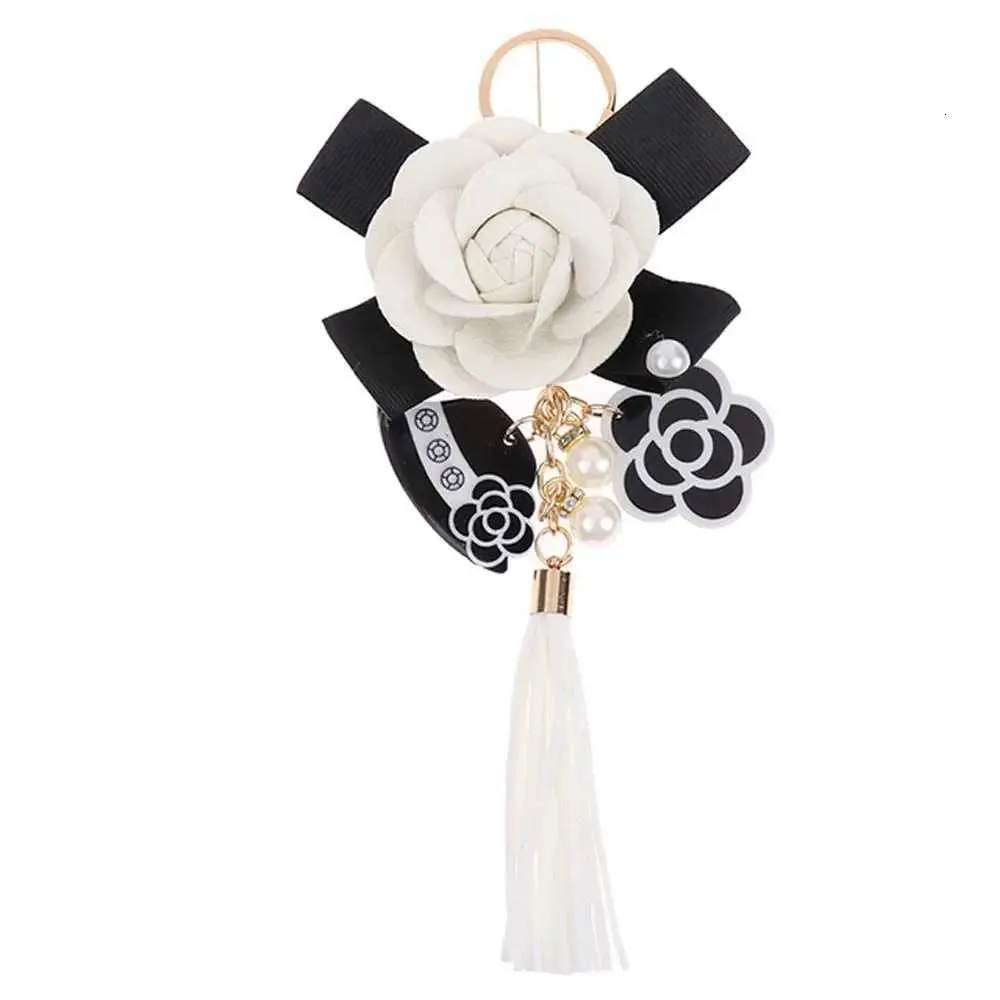 Camellia Flower Letter M Charm Bag Charm Keychain Key Ring Car Charm