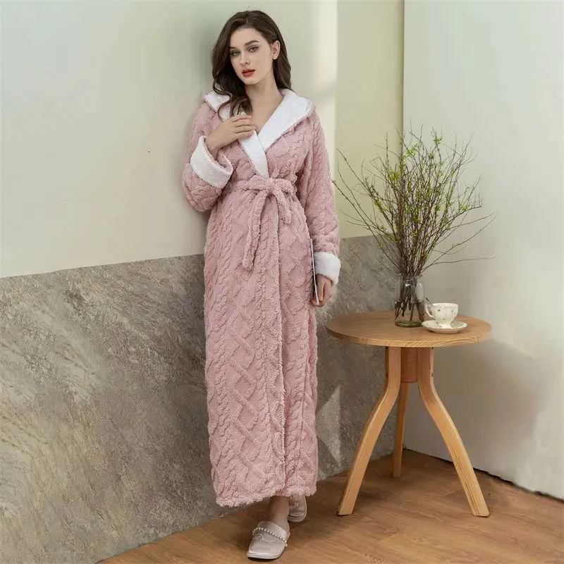 ladies dressing gown size 24 Warm Corduroy Bathrobe for Women Plus Long Sleeve Hooded Flannel Winter from Dhgate Women's Robe 3XL (46 Inch)