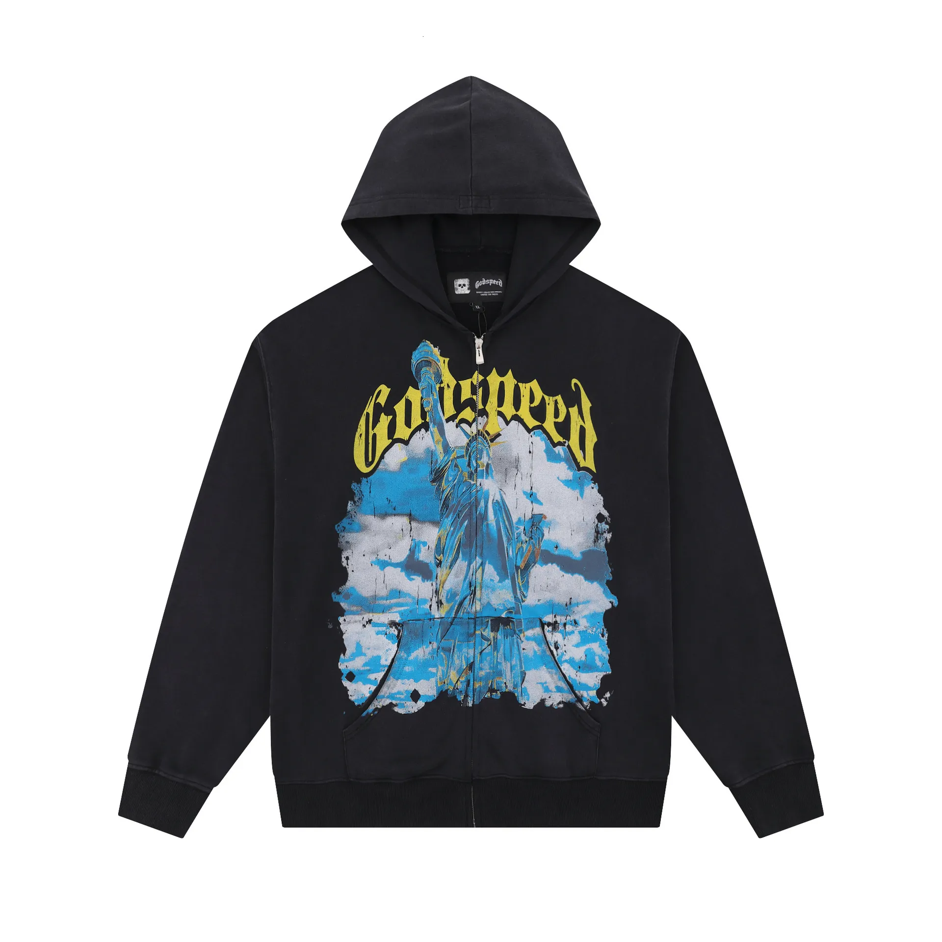 Designer God Speed Statue Of Liberty Print Hoodie For... From 