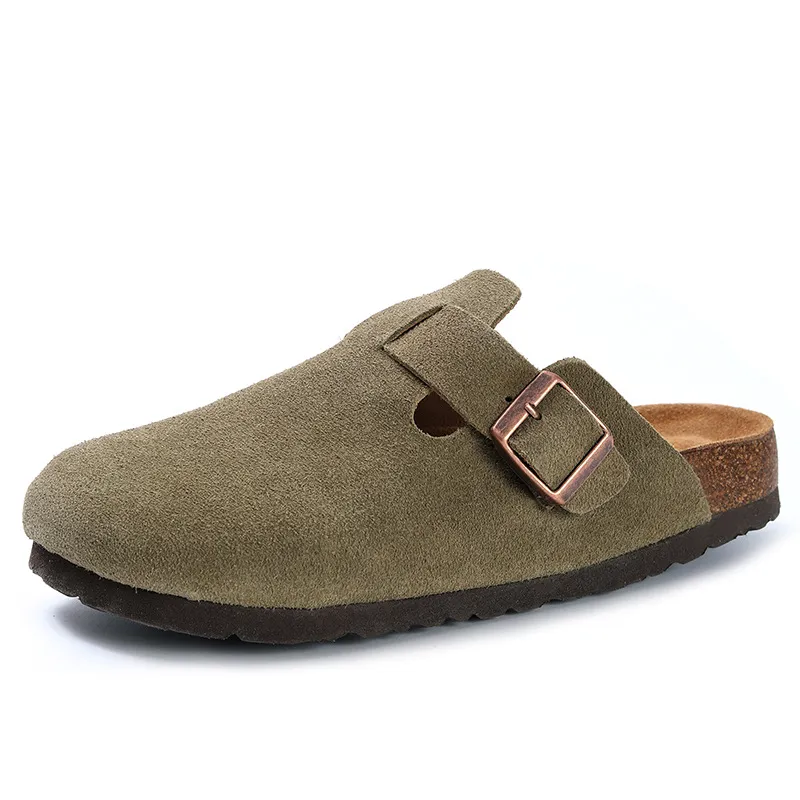 Nouveauté : Chaussures de créateur neuves, livraison gratuite. Pantoufles d'intérieur et d'extérieur en cuir de vachette de haute qualité, en liège, pour hommes et femmes._voghion.com