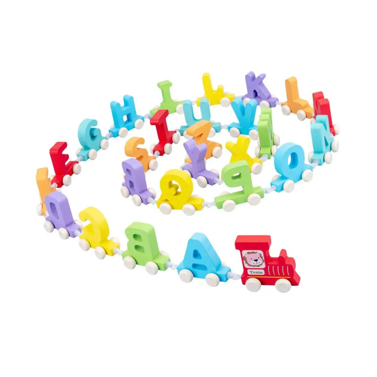 Wooden Train Set with Train Cars, Alphabet Theme, Stacking for Toddlers ...