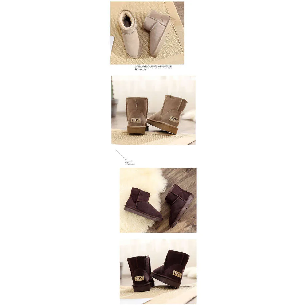 Cowhide Snow For Women, Short Boots, Sheepskin Integrated, Versatile Women's Cotton Shoes, Leather Boots With Fleece And_voghion.com