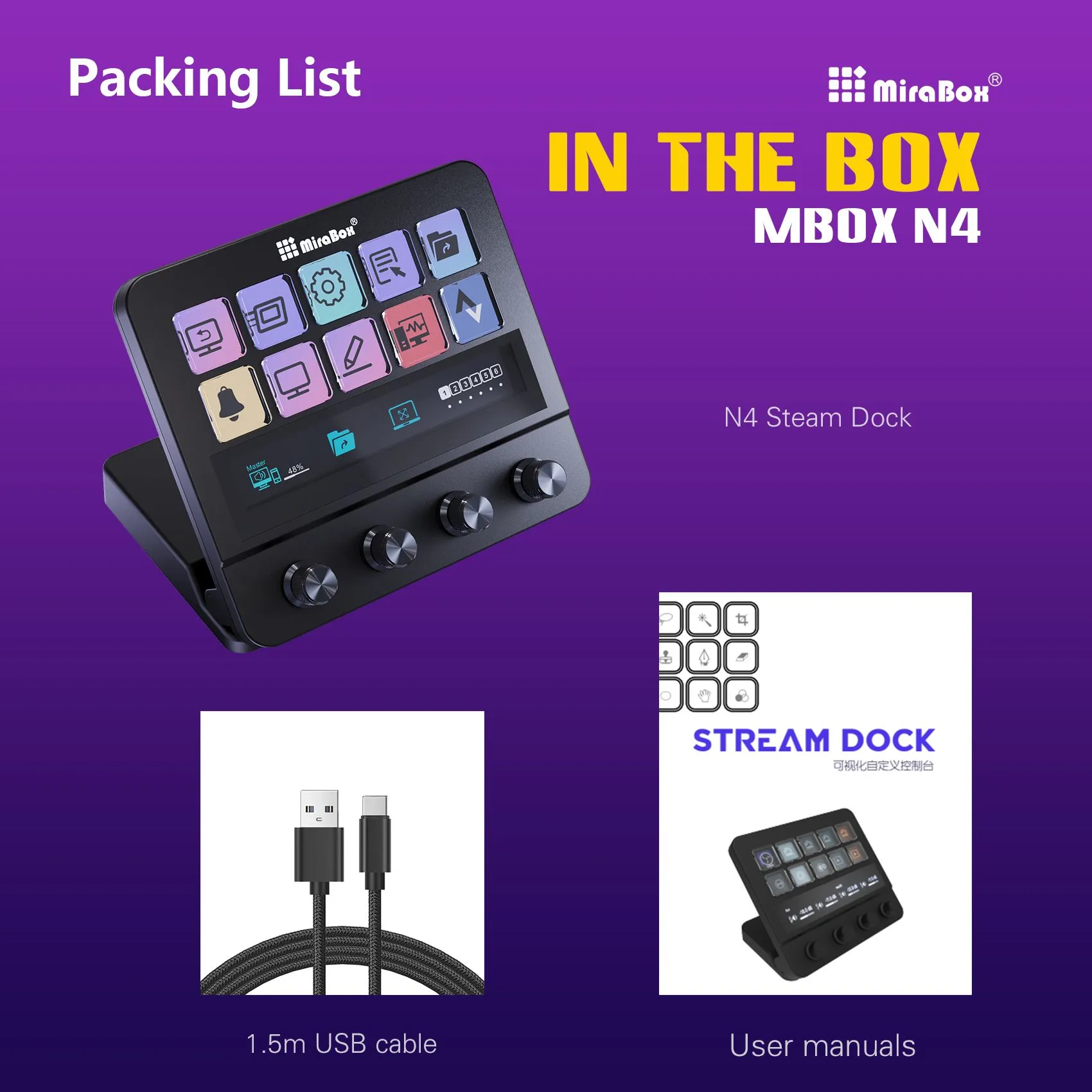 Mirabox MBox N4 Stream Deck With Knob LCD Button From