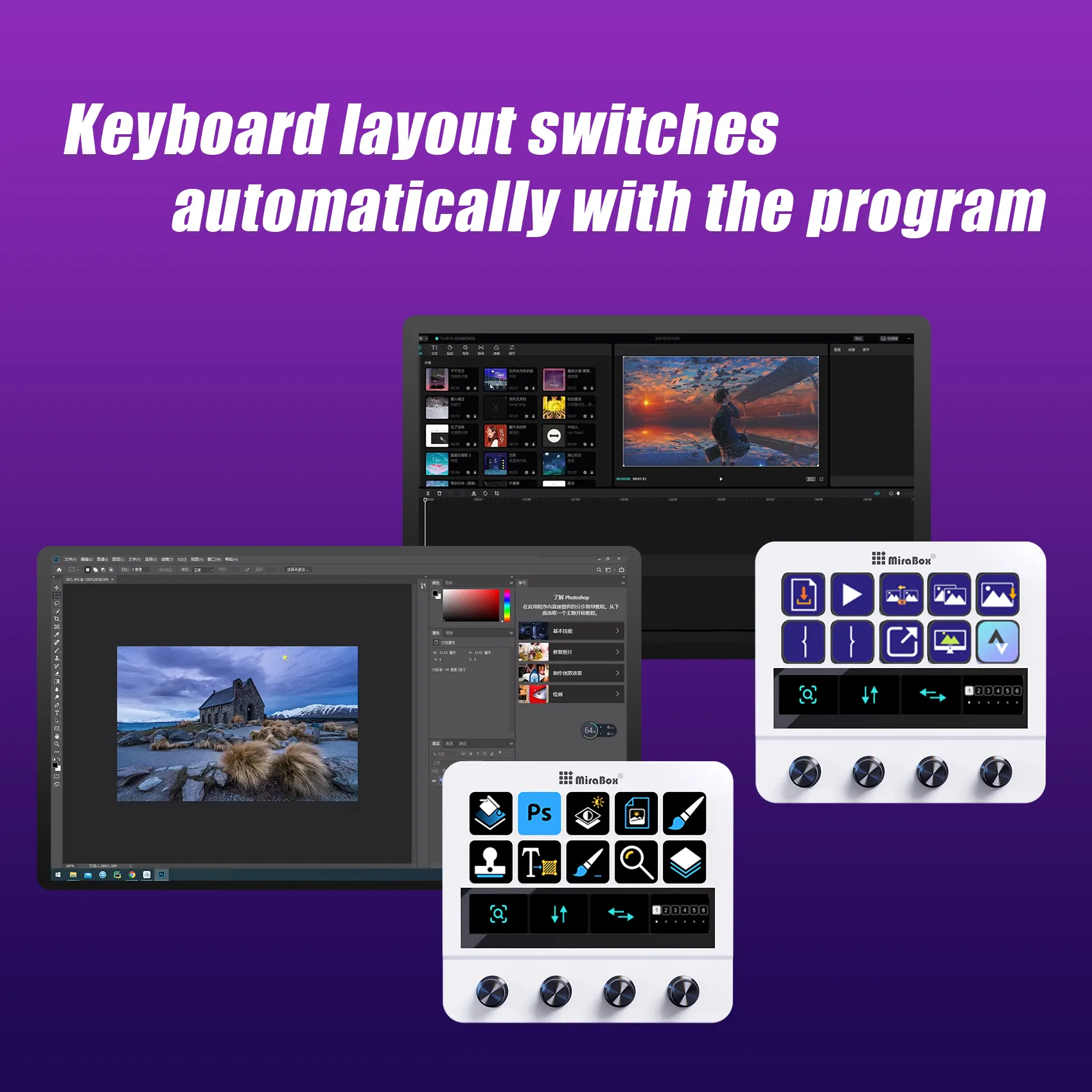 Mirabox MBox N4 Stream Deck With Knob LCD Button From