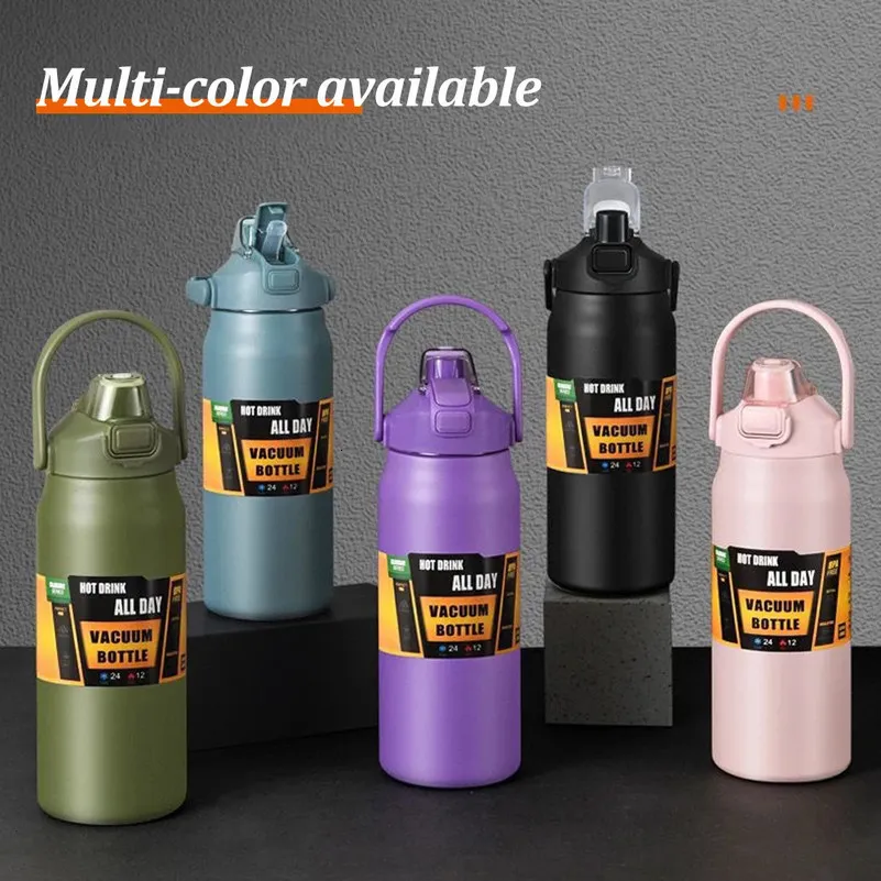 240704 Portable Stainless Steel Thermal Mug With Straw Vacuum Insulated ...