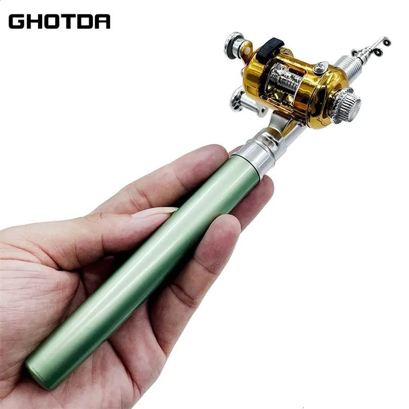 compact fishing pole Pen Sized 55 Inch Mini Pocket Travel Rod Set For Ice Fly Sea Saltwater And Freshwater Grab And Go Portable Collapsible Aluminum Rod And metal fishing reel ensures smooth wire exit Silver Pocket Combo Telescopic Fishing