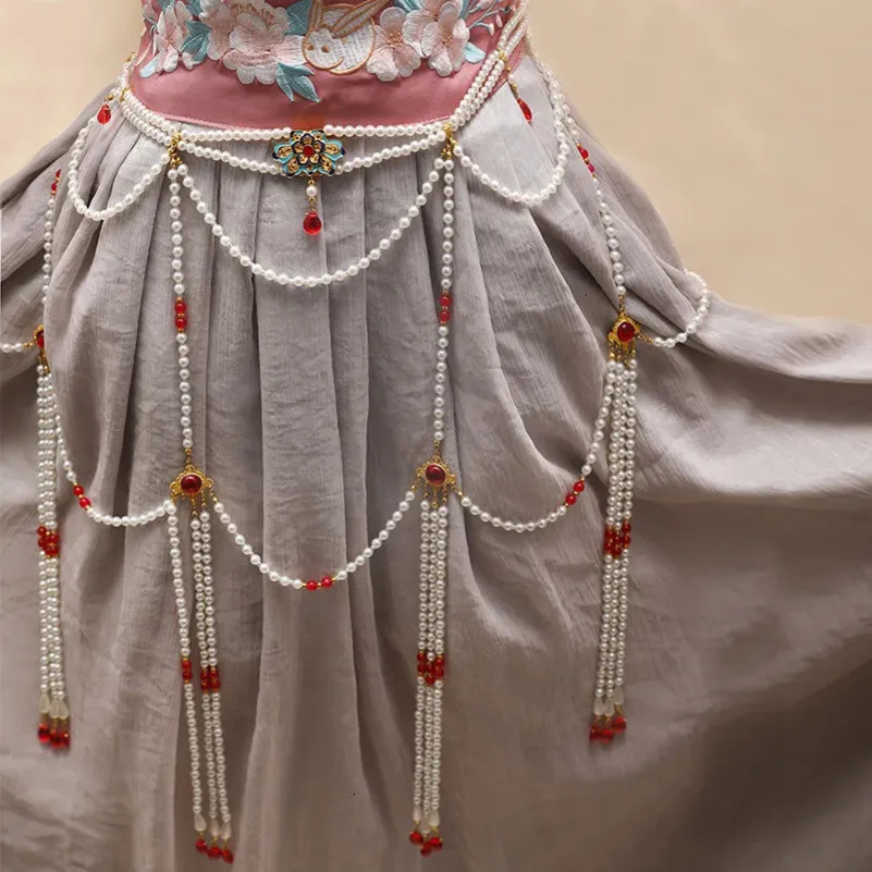 Chinese Ancient Style Long Tassel Pearl Waist Belt ... From  display picture 2