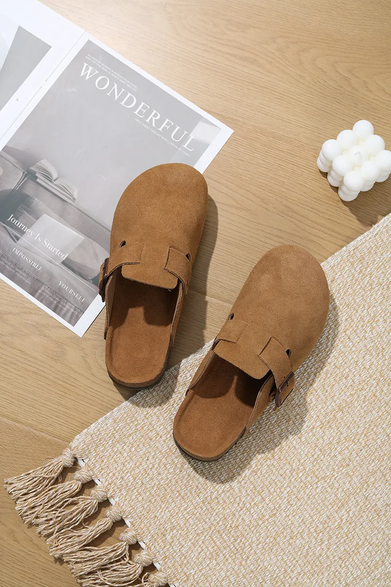 Nouveauté : Chaussures de créateur neuves, livraison gratuite. Pantoufles d'intérieur et d'extérieur en cuir de vachette de haute qualité, en liège, pour hommes et femmes._voghion.com