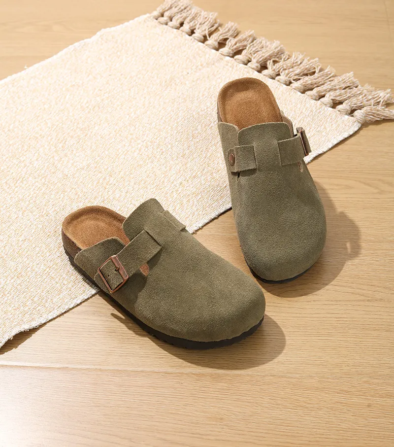 Nouveauté : Chaussures de créateur neuves, livraison gratuite. Pantoufles d'intérieur et d'extérieur en cuir de vachette de haute qualité, en liège, pour hommes et femmes._voghion.com