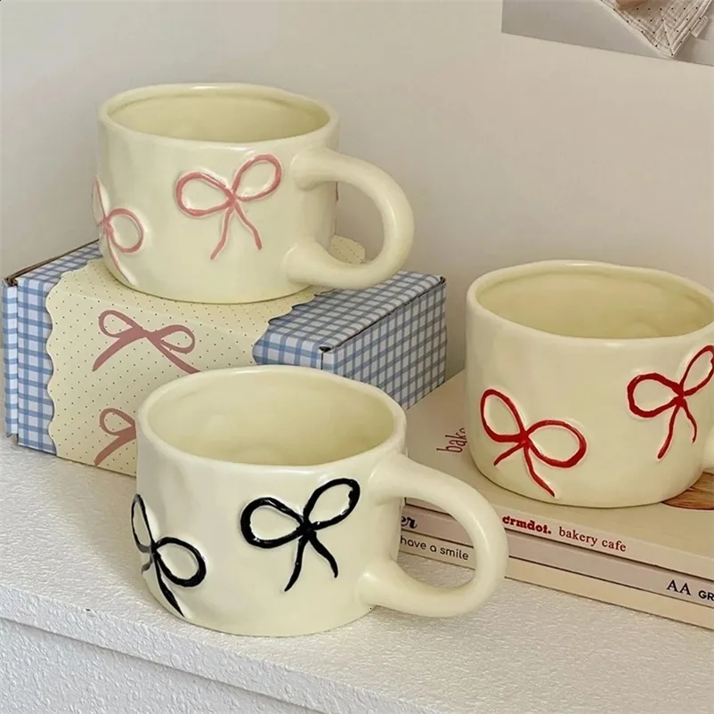 Bow Ceramic Coffee Cups 300ML Creative Cream Style... From Dorothystore,  $13.37 | DHgate.Com