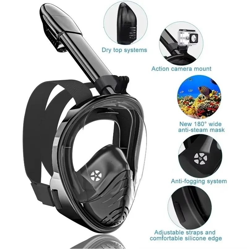 Detachable Camera Full Face Snorkel Full Face Respirator Mask For ...
