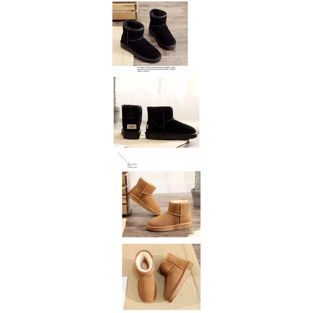 Cowhide Snow For Women, Short Boots, Sheepskin Integrated, Versatile Women's Cotton Shoes, Leather Boots With Fleece And_voghion.com