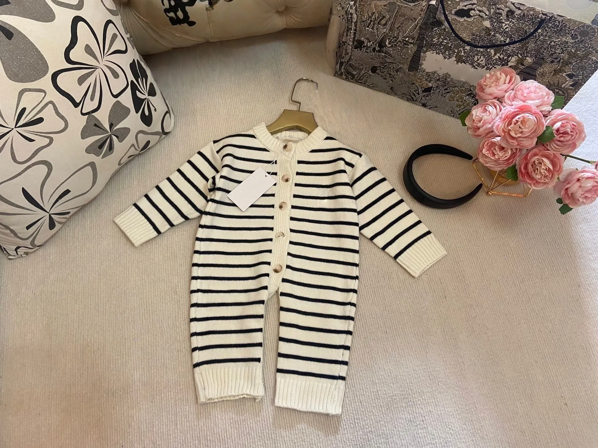 Designer Baby Brand Rompers: Fashion Infant Stripe Knitting Long Sleeve ...