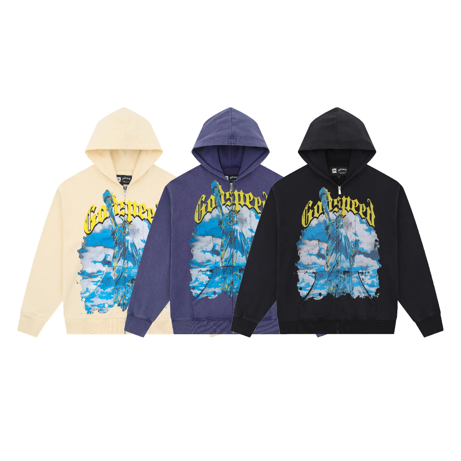 Designer God Speed Statue Of Liberty Print Hoodie For... From 