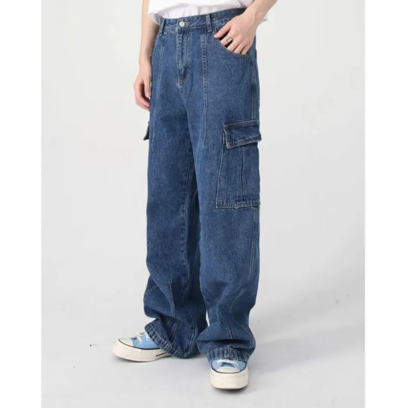 Y2K Hiphop Jeans: Loose Fit Retro Workwear with Large Pockets Shop Now! - Main Image