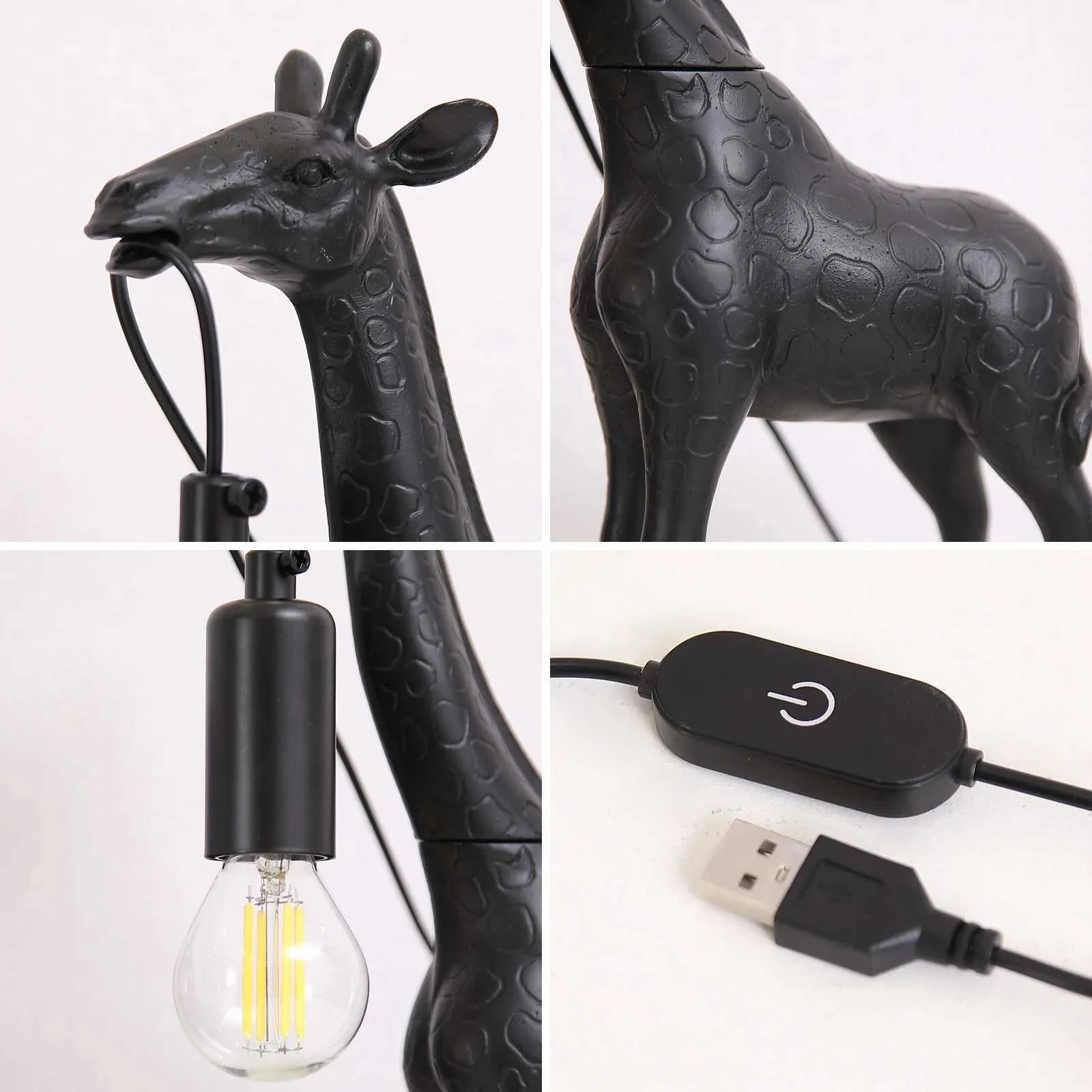Lampada Da Notte A Forma Di Giraffa Per Bambini - LED, Collo Estendibile, Alimentazione USB/Batteria