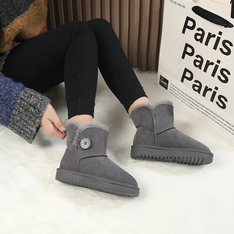 Winter Snow Boots Women Oxhide Fur Lined Anti Slip Ankle Boots_voghion.com