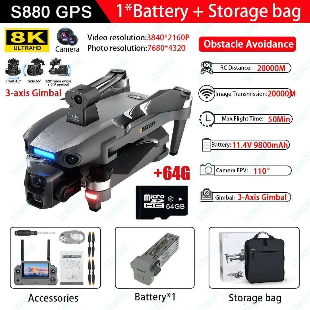 Drone M5 Max 8K HD 5G Pro, Caméra Grand Angle 360°, GPS, Brushless, Quadrirotor, Avec Batteries