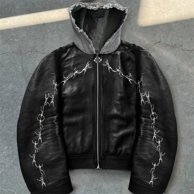Harajuku Punk Graphic Printed Gothic Hooded Leather From Zara04