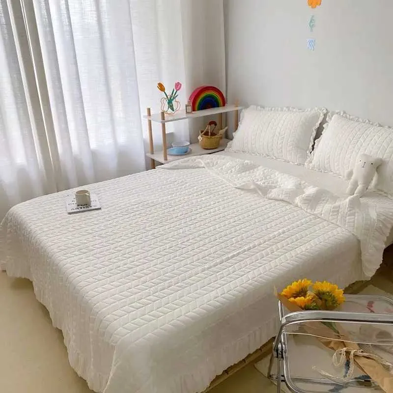 Korean Style Quilted Summer Blanket Lightweight Cooling Comforter_voghion.com