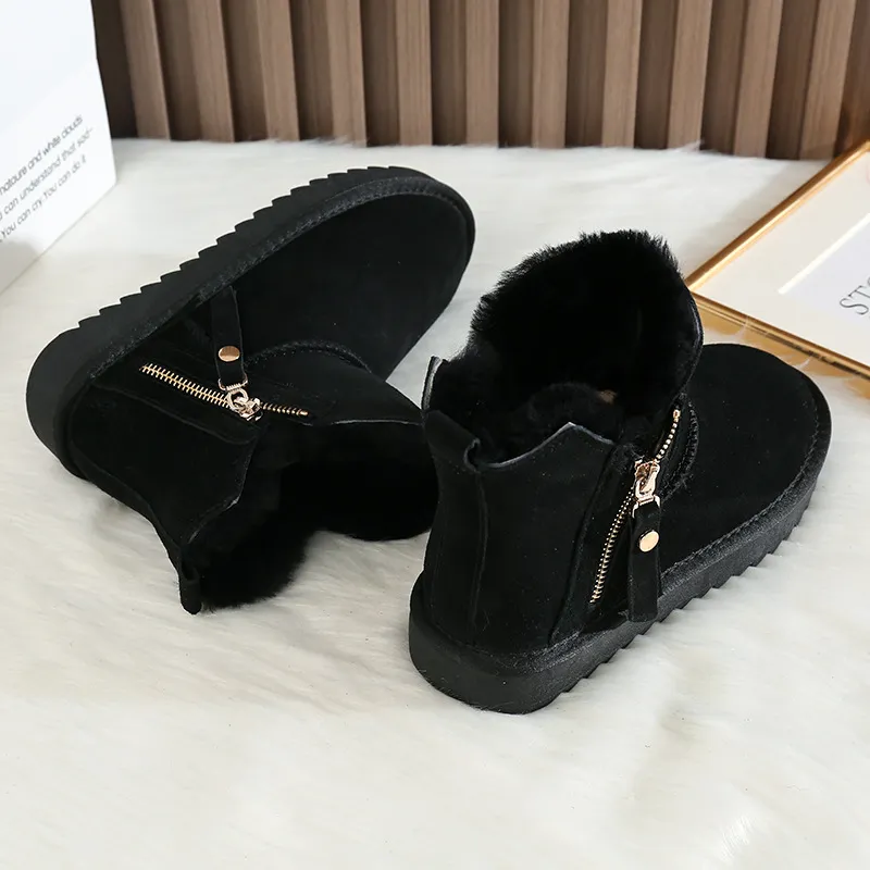 Damen Schneestiefel Mit Lammfellfutter Rutschfeste Winterstiefel_voghion.com