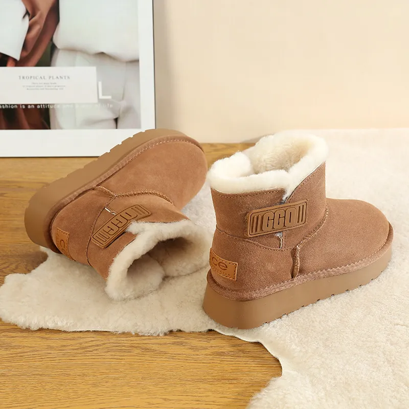 CE Designer Free Shipping Oxhide Affordable Winter Anti Slip Snow Boots With Thick Plush Cotton Shoes Tarnish_voghion.com
