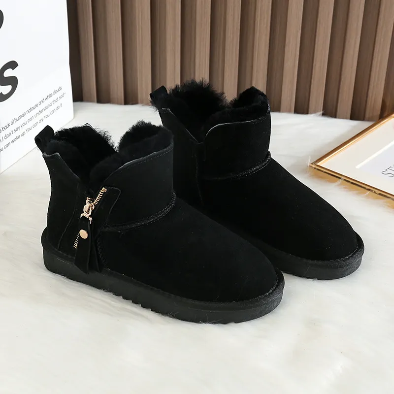 Damen Schneestiefel Mit Lammfellfutter Rutschfeste Winterstiefel_voghion.com