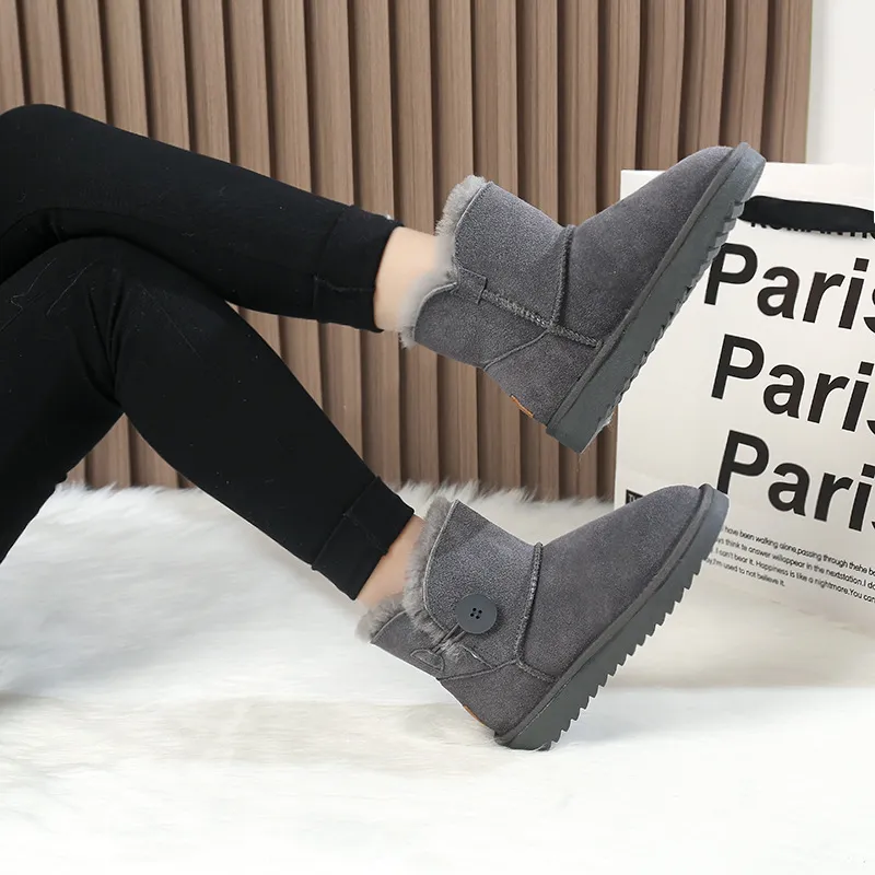 Winter Snow Boots Women Oxhide Fur Lined Anti Slip Ankle Boots_voghion.com