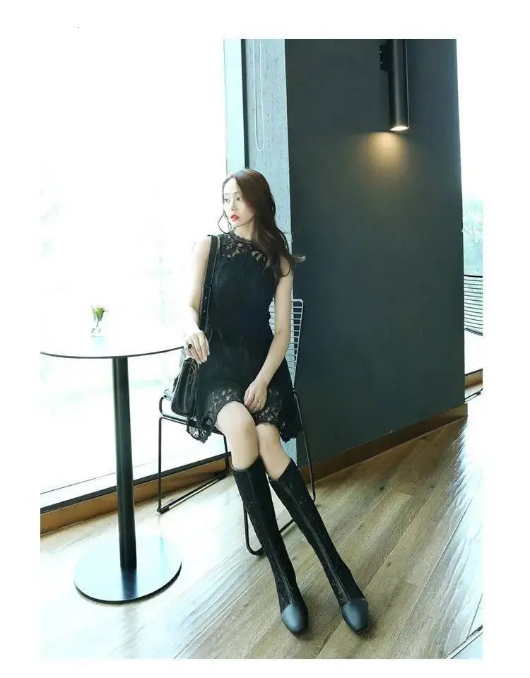 New Roman Flat Bot Sandals Women's Spring Summer High Tube Boots Breathable Me Faionable Sweet Sle Low Heel Ddmysaturn_voghion.com