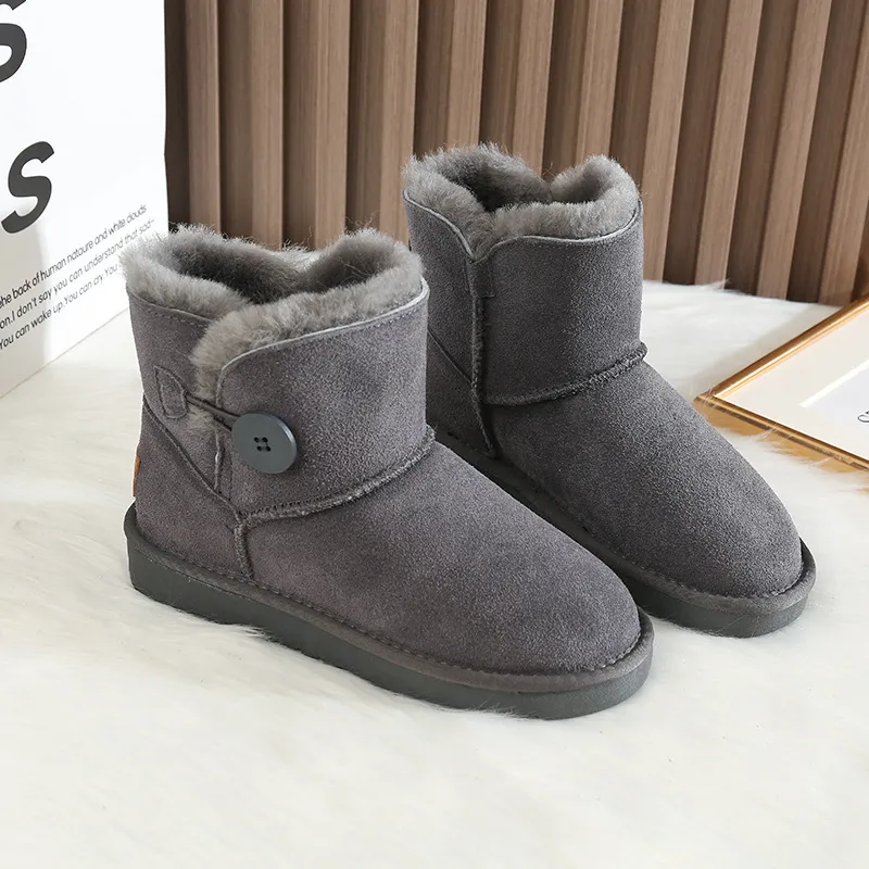 Winter Snow Boots Women Oxhide Fur Lined Anti Slip Ankle Boots_voghion.com