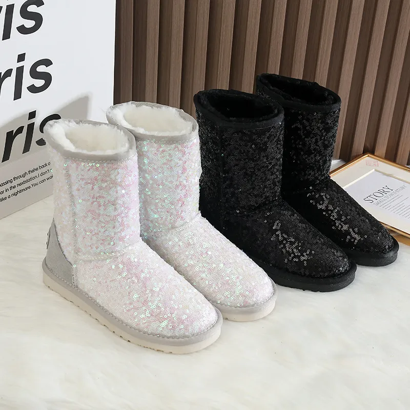 CE Designer Free Shipping Oxhide Affordable Winter Anti Slip Snow Boots With Thick Plush Cotton Shoes Natural White_voghion.com