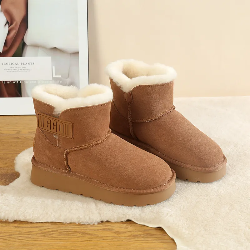 CE Designer Free Shipping Oxhide Affordable Winter Anti Slip Snow Boots With Thick Plush Cotton Shoes Tarnish_voghion.com