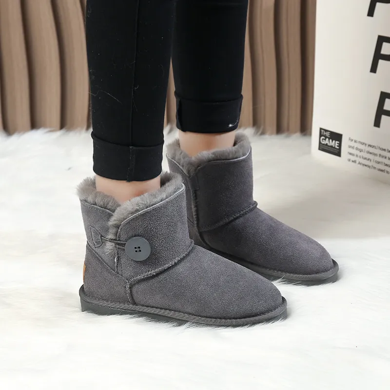 Winter Snow Boots Women Oxhide Fur Lined Anti Slip Ankle Boots_voghion.com