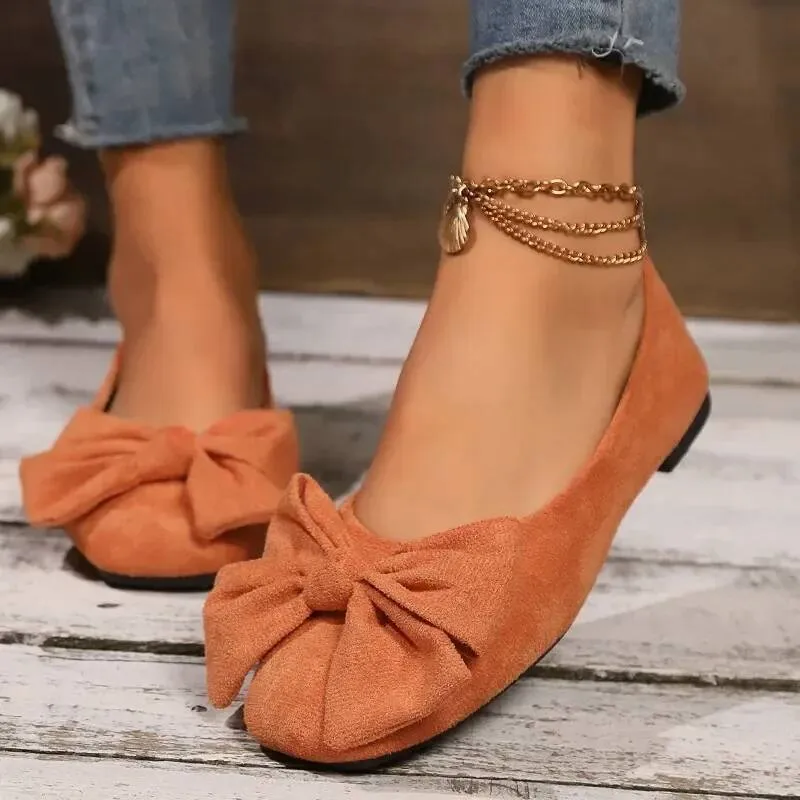 Women's Flat 2025 Hot Sale Ladies Slip On Flats Outdoor Women Round Toe Bow Tie Soft Bottom Plus Size Shallow Shoes_voghion.com