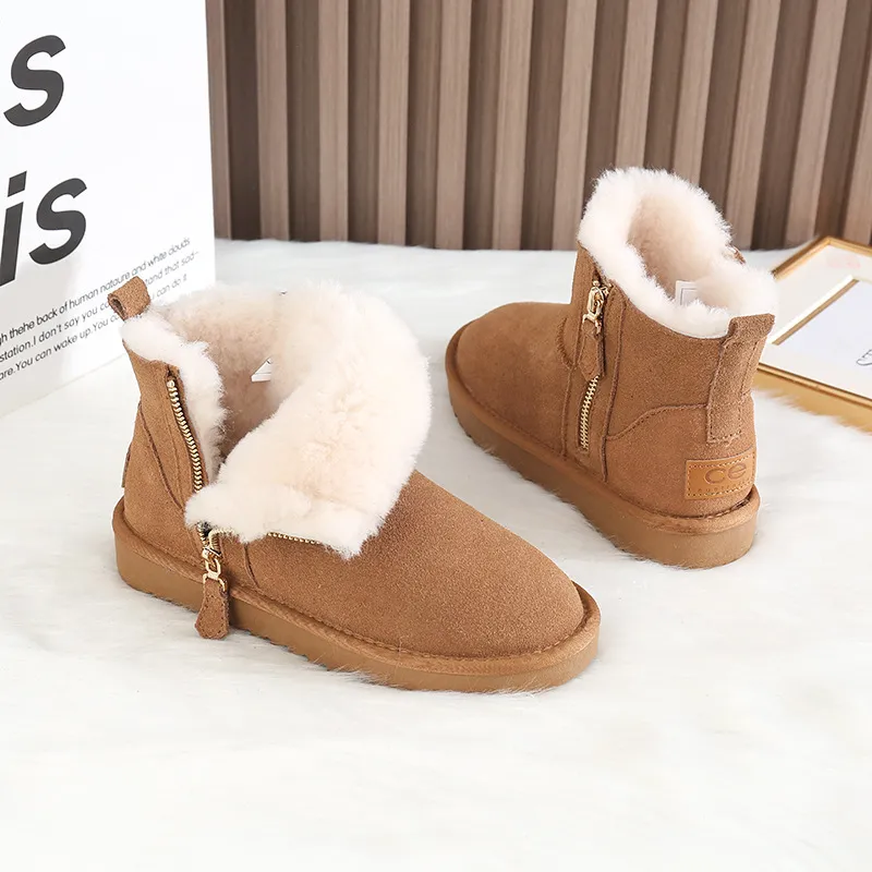 CE Designer Free Shipping Oxhide Affordable Winter Anti Slip Snow Boots With Thick Plush Cotton Shoes Artistic_voghion.com