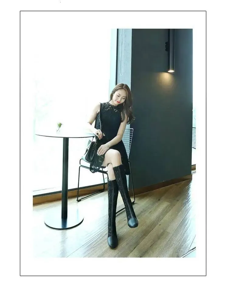 New Roman Flat Bot Sandals Women's Spring Summer High Tube Boots Breathable Me Faionable Sweet Sle Low Heel Ddmysaturn_voghion.com