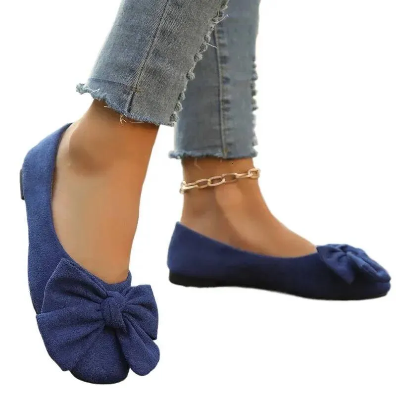 Women's Flat 2025 Hot Sale Ladies Slip On Flats Outdoor Women Round Toe Bow Tie Soft Bottom Plus Size Shallow Shoes_voghion.com
