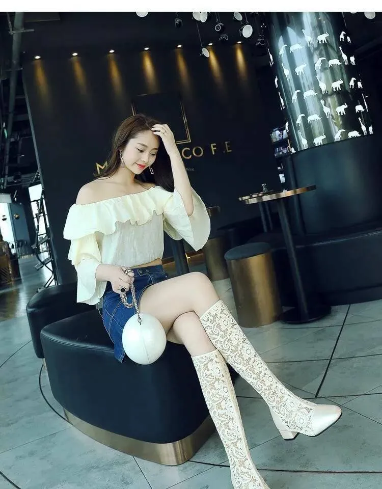 New Roman Flat Bot Sandals Women's Spring Summer High Tube Boots Breathable Me Faionable Sweet Sle Low Heel Ddmysaturn_voghion.com