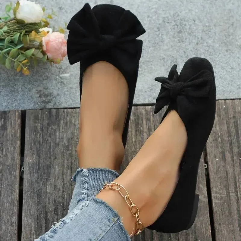 Women's Flat 2025 Hot Sale Ladies Slip On Flats Outdoor Women Round Toe Bow Tie Soft Bottom Plus Size Shallow Shoes_voghion.com