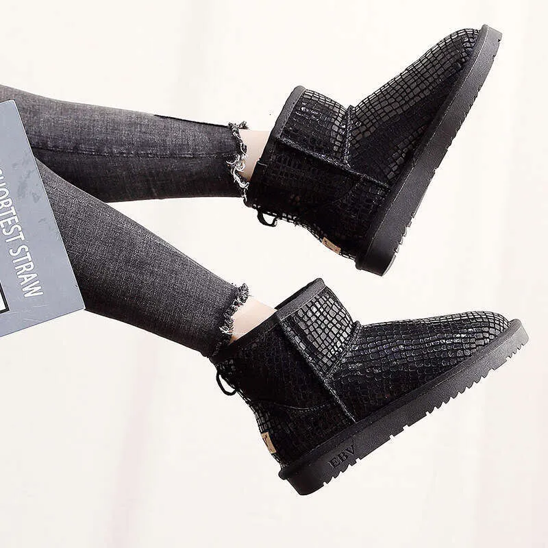 Snow Boots For Women, Short Boots, Sheepskin Integrated, Fleece-Lined, Thickened, Waterproof, Cowhide Leather, Loafers,_voghion.com