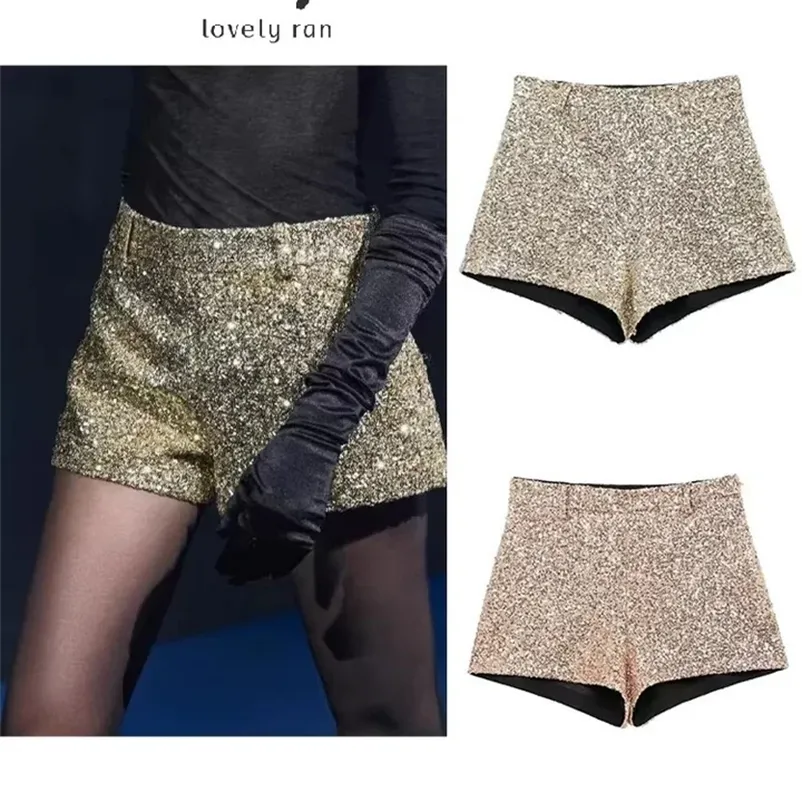 Pantaloncini Da Donna Con Paillettes Luminose – Vita Alta Elasticizzata, Perfetti Per Feste, Club, Carnevale E Serate Glamour