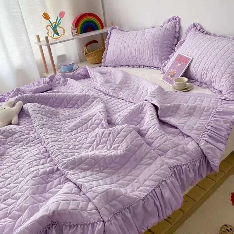 Korean Style Quilted Summer Blanket Lightweight Cooling Comforter_voghion.com