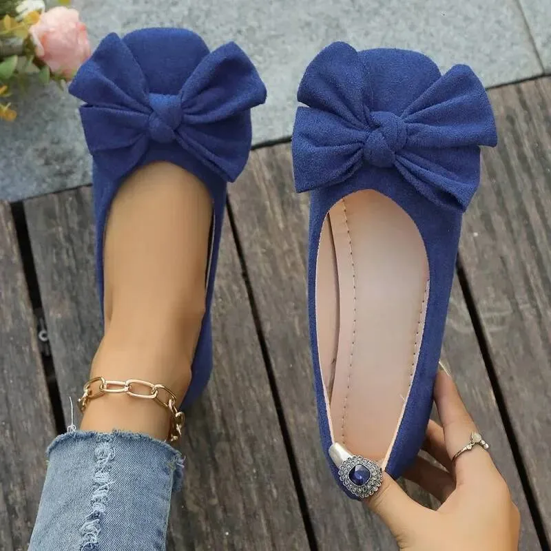 Women's Flat 2025 Hot Sale Ladies Slip On Flats Outdoor Women Round Toe Bow Tie Soft Bottom Plus Size Shallow Shoes_voghion.com