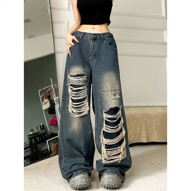 MEXZT Y2K Wide Leg Jeans For Women High Waist Retro From Keng02